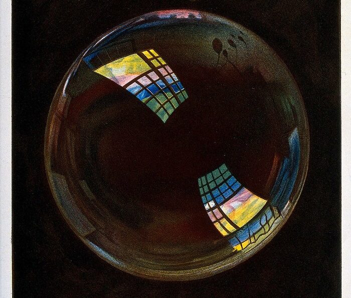 Soap bubble painted in 1882 by M. Rapine, Alexandre-Blaise Desgoffe. From Le monde physique